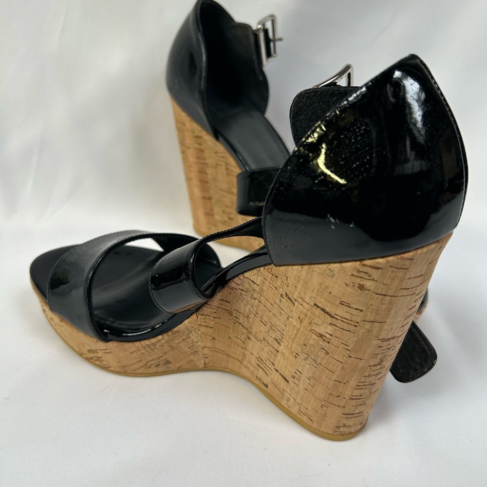 Stuart Weitzman Open Toe Cork Wedge Shoe Size 8 B… - image 3